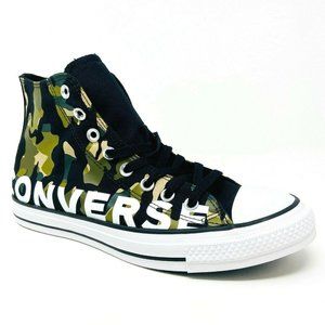 Converse Chuck Taylor All Star Hi Black Green Camo Print Womens Shoes 166232F